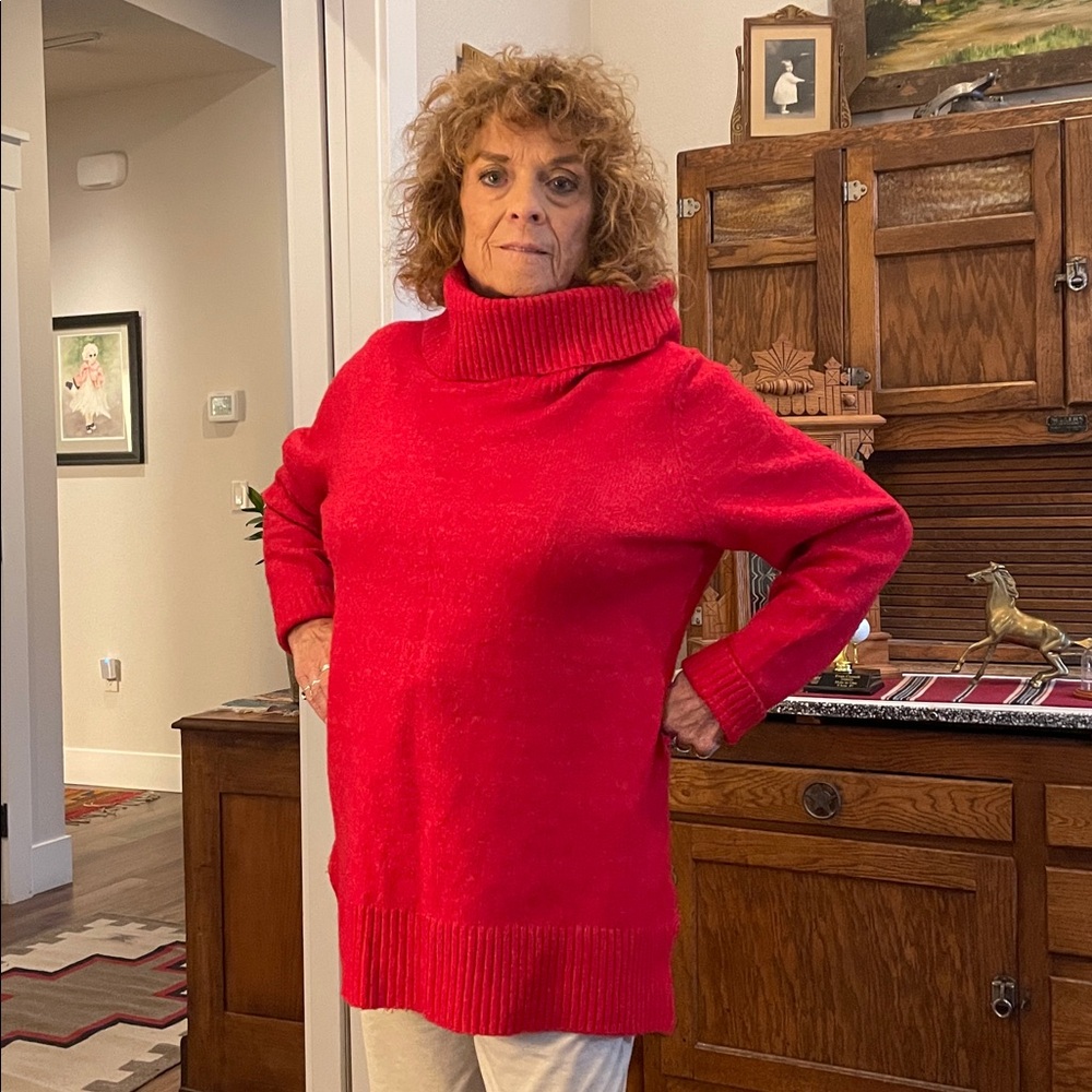 Elegant Red Cowl Neck Sweater
